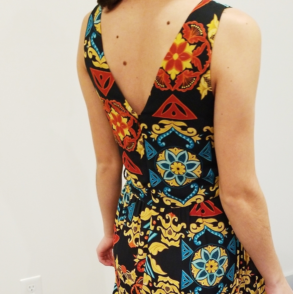 H&M Midi Dress Multicolored Print Size 2 - image 7